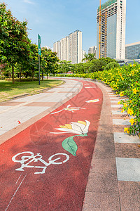 城市单车径城市道路顺德路高清图片