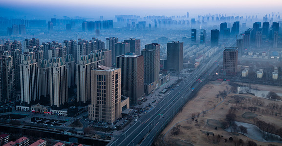 清晨薄雾石家庄槐安路背景