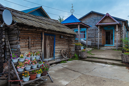满洲里站恩和俄罗斯民俗村背景