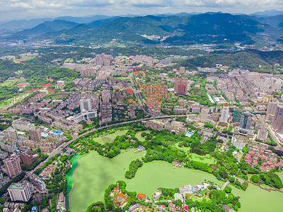 鼓山航拍福州西湖背景