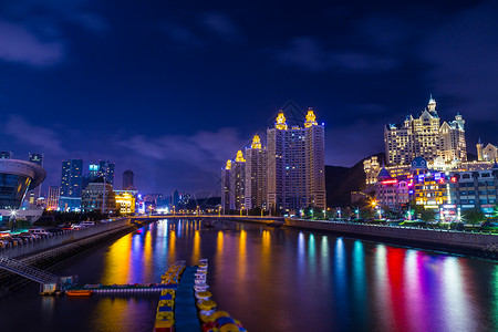 大连城市夜景背景图片