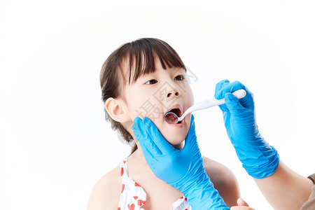 儿童口腔宣传小女孩做口腔牙齿检查背景
