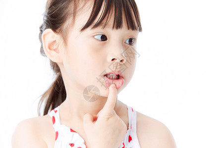 蛀牙龋齿小女孩张嘴巴检查牙齿背景