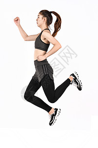 健身运动跳跃的女生背景图片