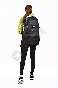 运动登山杖的女生背景图片