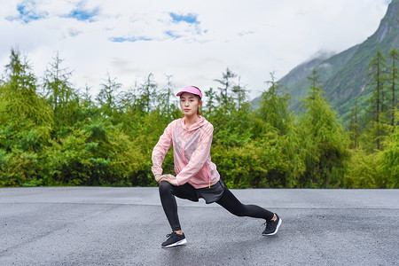 后伤感女生女生户外运动拉伸背景