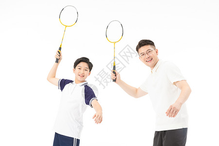父子运动打羽毛球图片