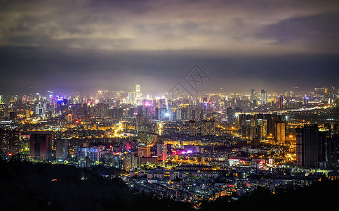 夜晚云彩昆明城市夜景全景背景