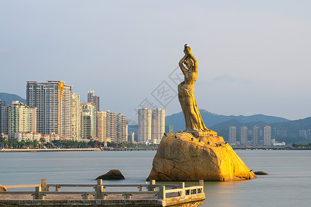 雕塑设计素材广东珠海地标景点珠海渔女背景