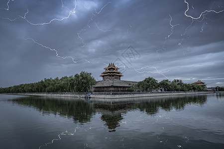 雷鸣电闪角楼图片