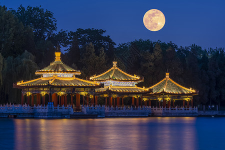 圆柱子中秋节的北京背景