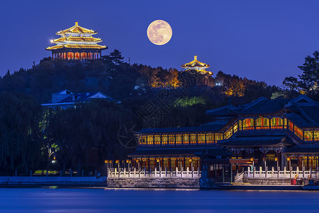 家好月圆中秋节的北京背景