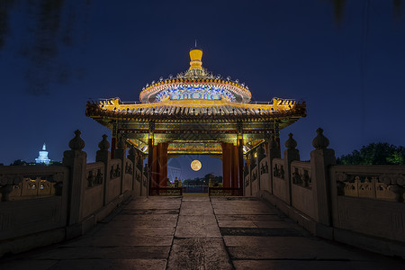 中秋拱门中秋节的北京背景