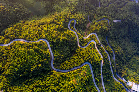 矮寨盘山公路桂林龙脊梯田平安寨梯田航拍日出背景