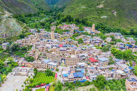 藏族村四川甘堡藏寨旅游景点背景