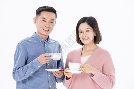 中年夫妻喝茶图片