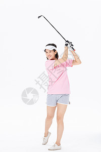 打高尔夫球人物中年女性打高尔夫球背景