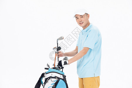男性球手拿高尔夫球杆背景图片