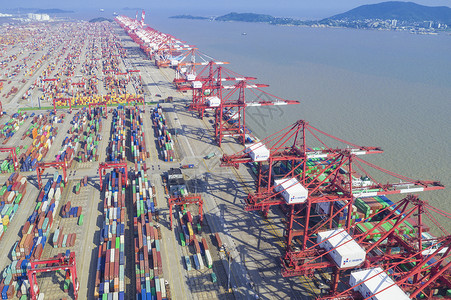洋山深水港自动化集装箱码头背景图片