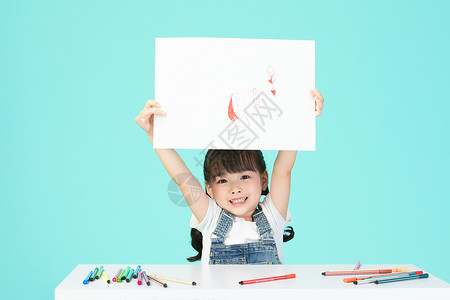 小女孩画画亚洲人高清图片素材
