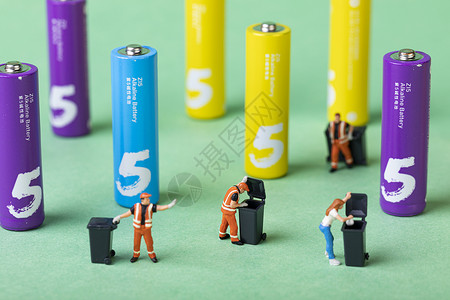 c4d电池模型创意环保垃圾分类小人背景