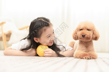 儿童宠物小女孩一起和狗玩背景