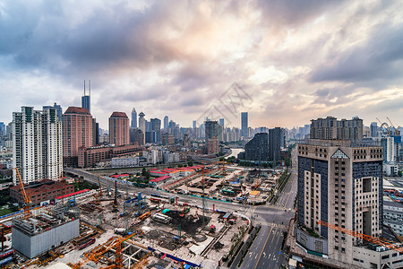 城市建筑施工上海城市工地背景