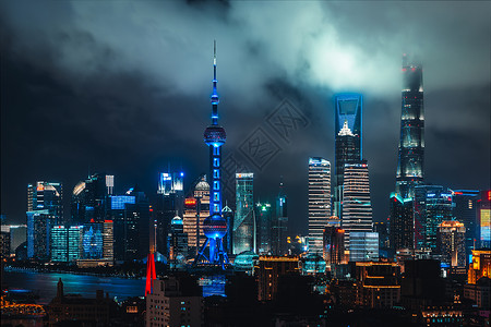 云中心上海陆家嘴夜景背景