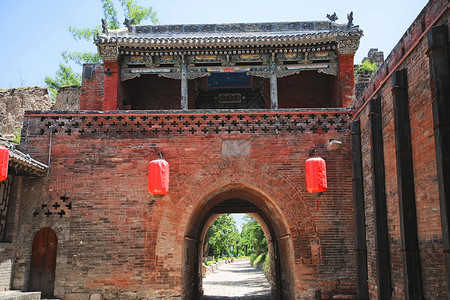 山西张壁古堡城楼背景