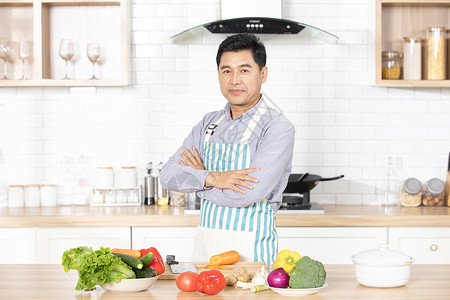 男性做饭丈夫厨房做饭背景