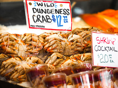 欧派克美国西雅图派克市场螃蟹背景