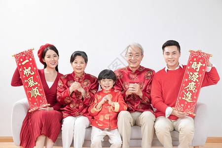 春节全家福照片背景图片