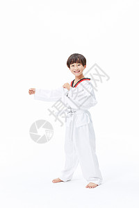 小男孩练跆拳道背景图片