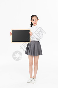 白色写字板青少年中学生拿小黑板背景