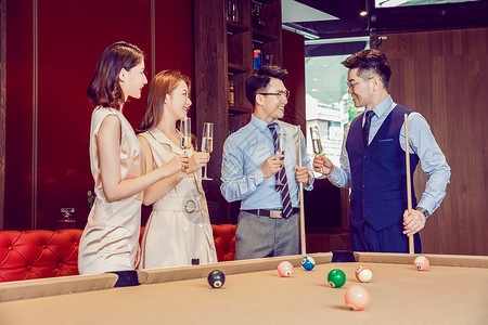 桌球人物素材同事聚会庆祝喝香槟背景