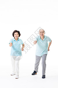 老年夫妇一起跑步图片