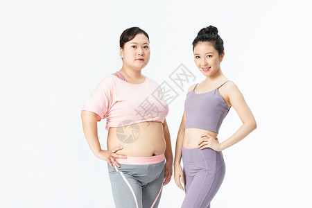 健身女性身材展示胖瘦姐妹身材展示背景