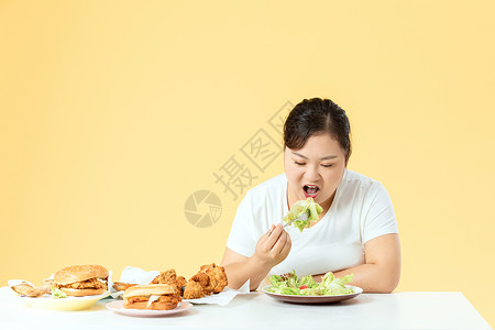 营养健身餐胖女孩健康饮食背景