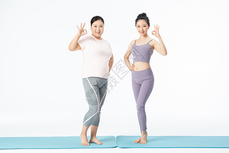 高矮胖瘦胖瘦姐妹身材展示背景