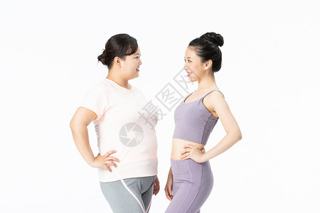 胖瘦姐妹身材展示背景图片
