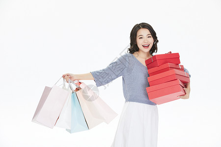 年轻美女购物消费中国人高清图片素材
