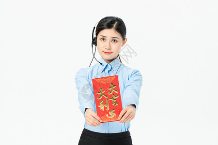 商务女性发红包背景图片