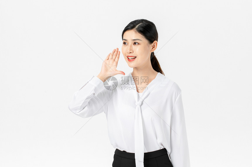 商务女性张手喊话图片