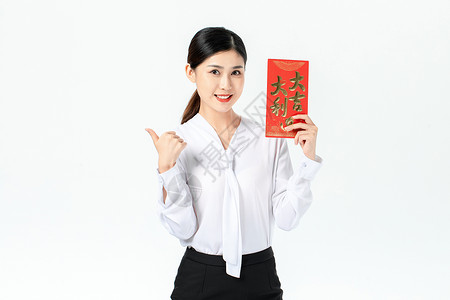 商务女性发红包背景图片