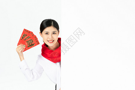 新年女性发红包商务女性发红包背景