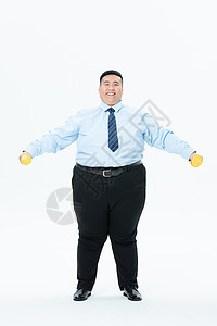 脂肪球肥胖商务男性哑铃运动背景