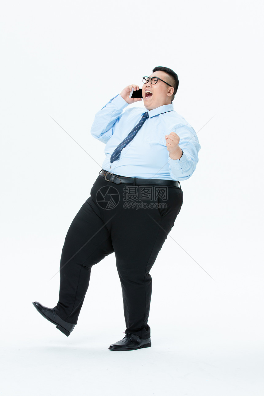 肥胖商务男性打电话图片
