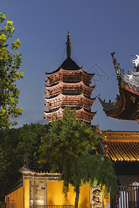 苏州北寺塔夜景古建筑高清图片素材