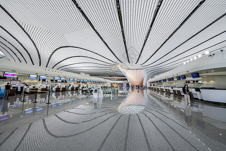 北京大兴国际机场值机柜台背景图片