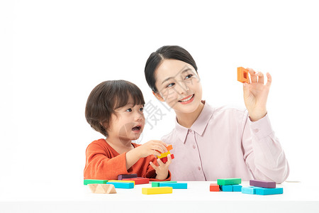 儿童幼教玩积木背景图片
